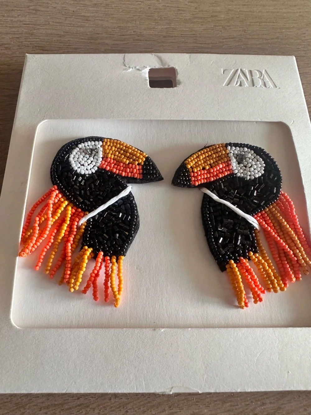 Zara Toucan Beaded Fringe Earrings